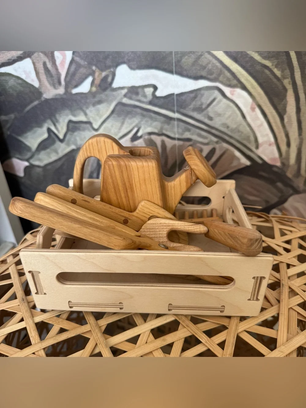 PoppyBabyCo handmade Wooden Gardening Set For Kids toddlers decor pretend play